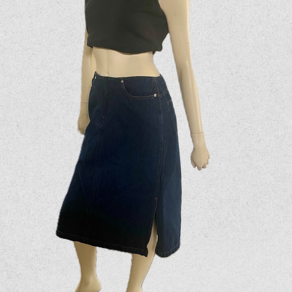 Dark Denim Skirt , Size 9, Side Slit